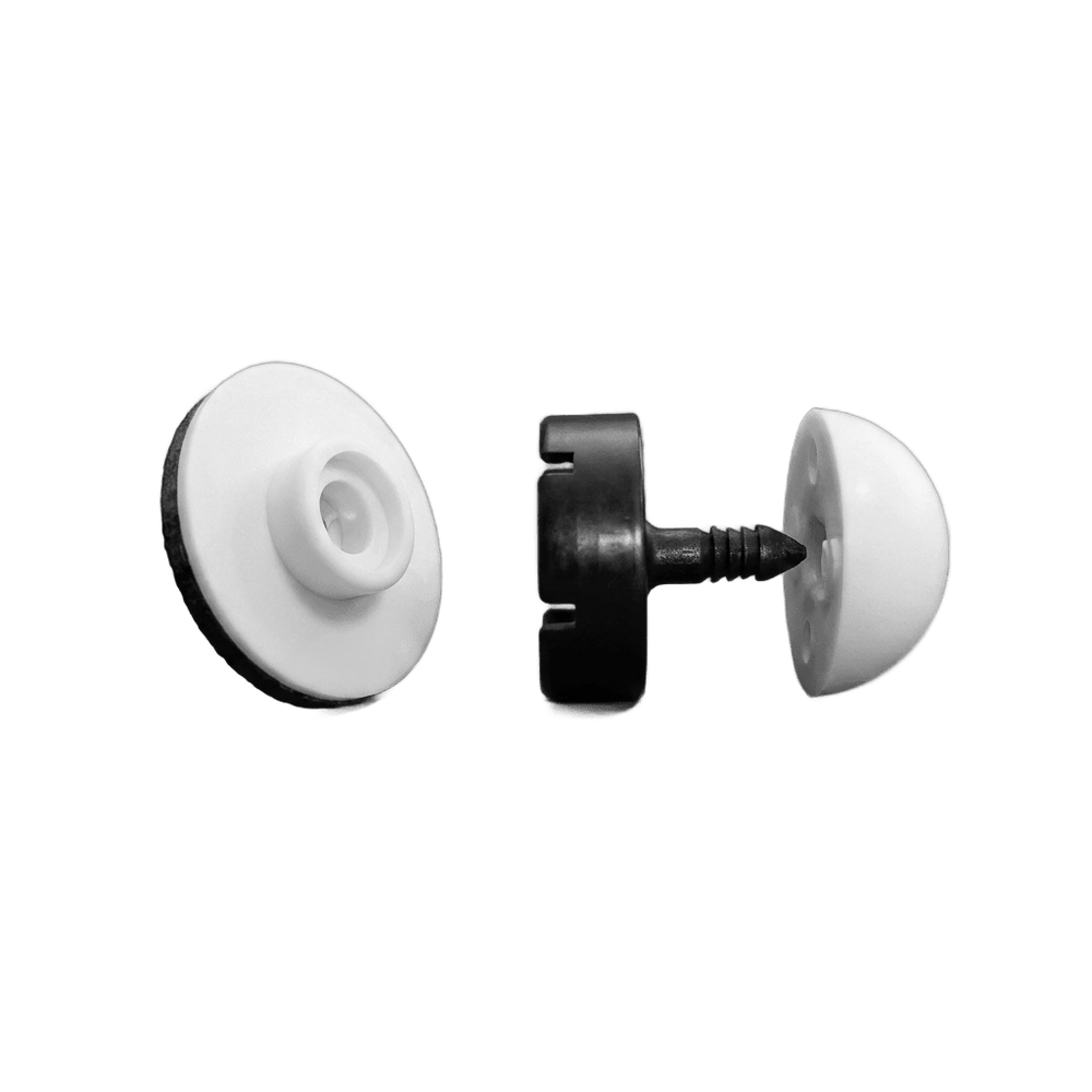 EZ Snap matched white snap: white stud, white cap, black pin