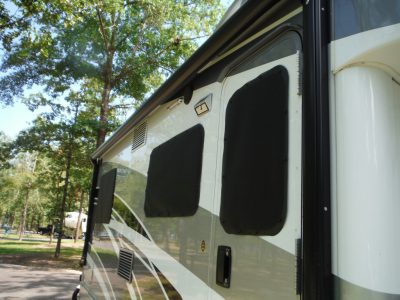 Barzler EZ Snap RV Window Shades on Class C Motorhome Door