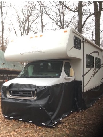 EZ Snap Class C Motorhome Skirting Review Photo from Melissa Weyant Driver Side View