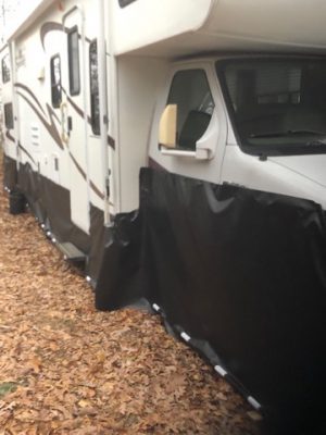 EZ Snap Class C Motorhome Skirting Review Photo from Melissa Weyant Side View