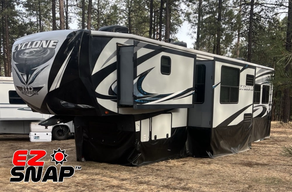 EZ Snap RV Skirting Review Photos from B Root Hunting Camp