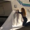 Non-fray RV skirting cuts with common scissors