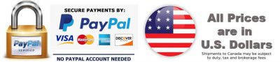 Secure payments by paypal, visa, mastercard, american express, discover
